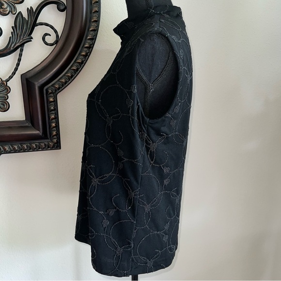 Caron Components Women’s Black Beaded Vintage Sleeveless Mock Turtleneck Top L - Picture 6 of 14